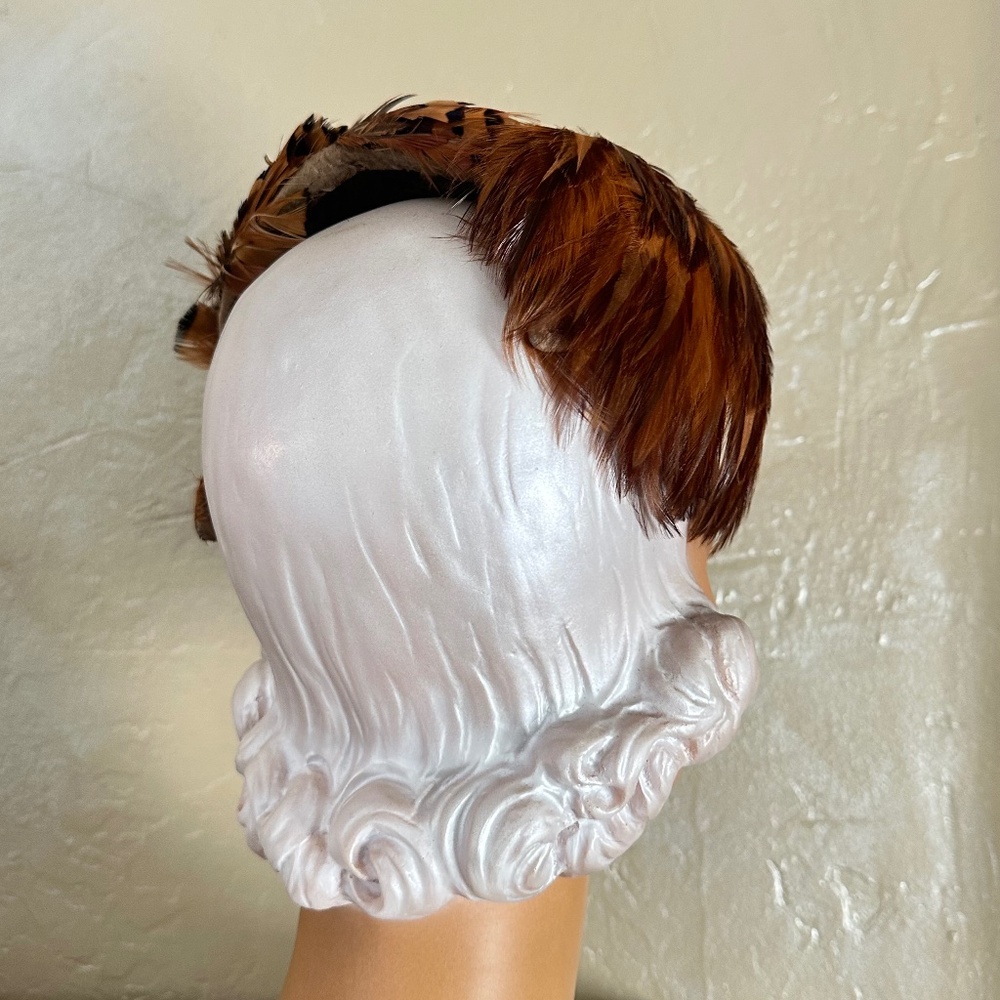 Fascinating 1950's Rust/Multicolor Feather Cockta… - image 4